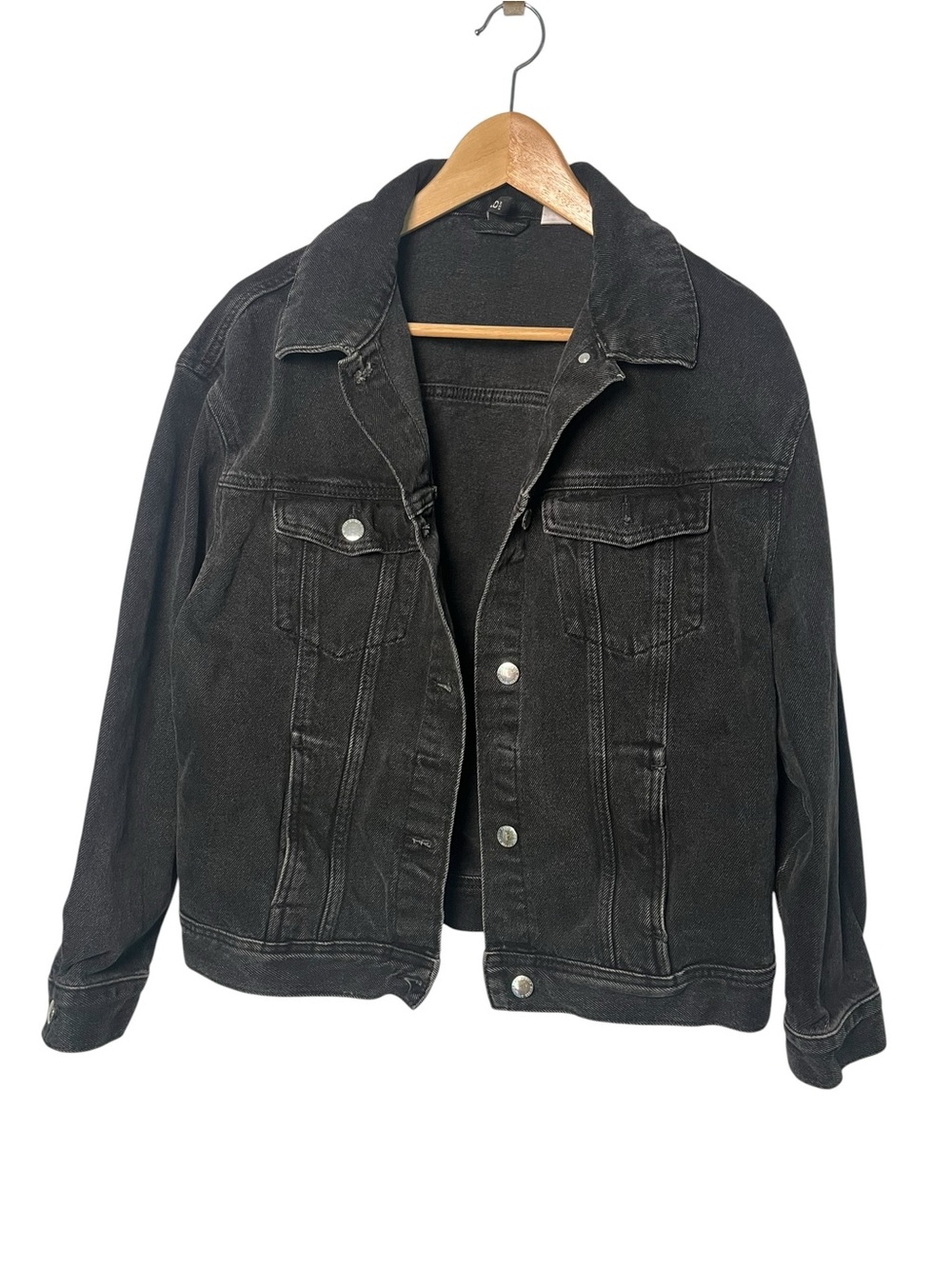 H&M Divided Black Washed Denim Jacket - Size M